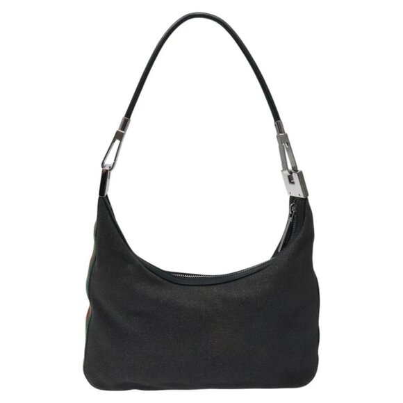 GUCCI Web Sherry Line Shoulder Bag Canvas Black Red Green - Picture 2 of 16